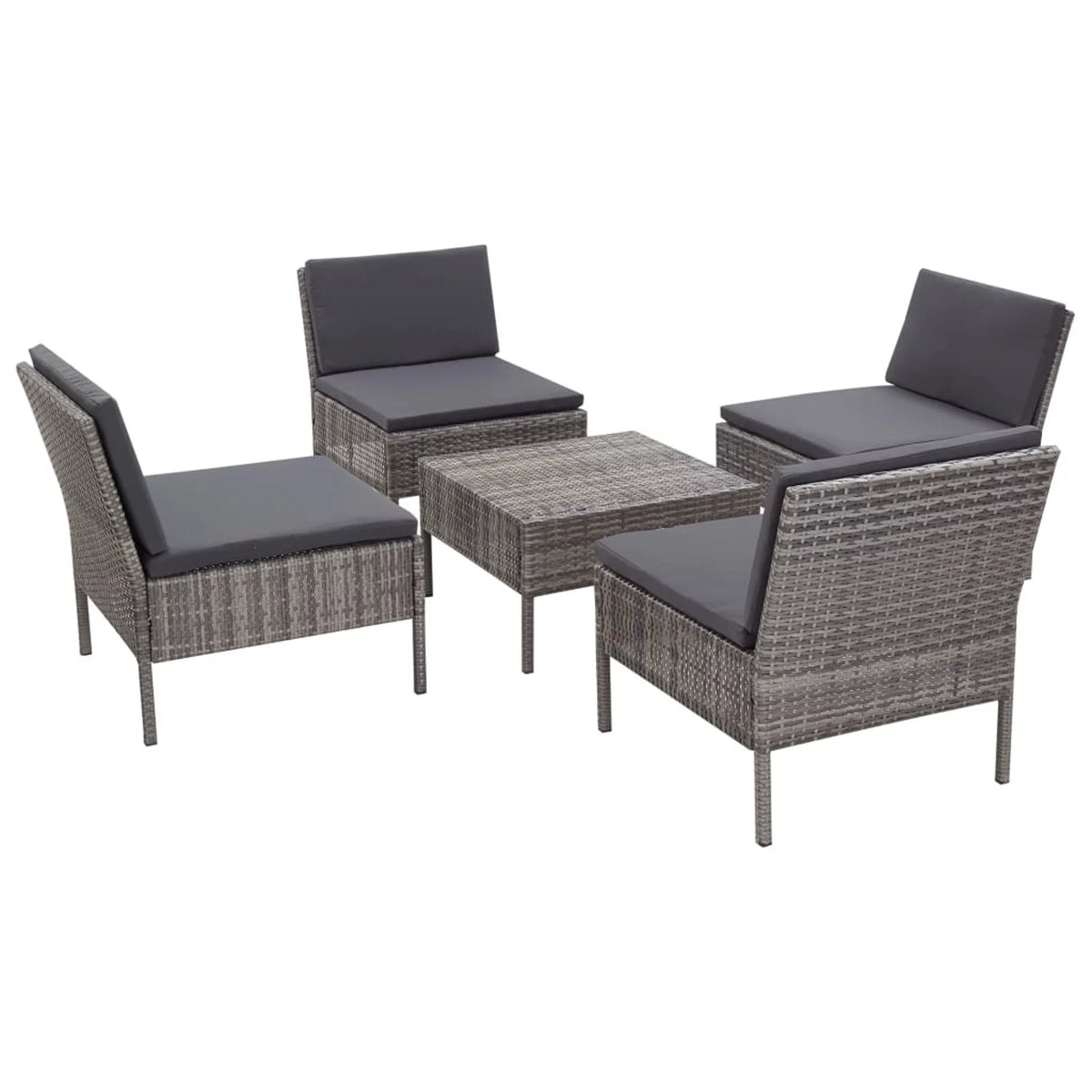 5 Piece Gray Poly Rattan Patio Sofa Set with Coffee Table U77623