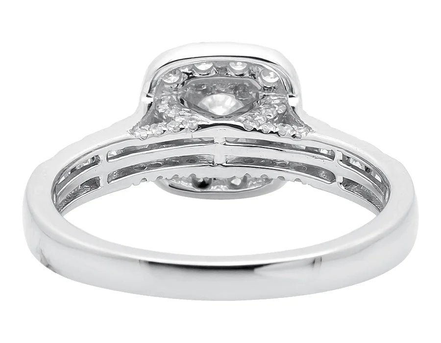 14K White Gold Cushion Halo Diamond Engagement Ring 1.0ct T63910