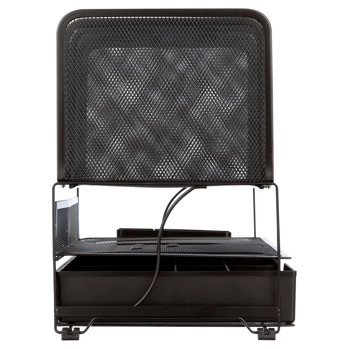 Black Mesh Desk Organizer with Sliding Drawer Q457