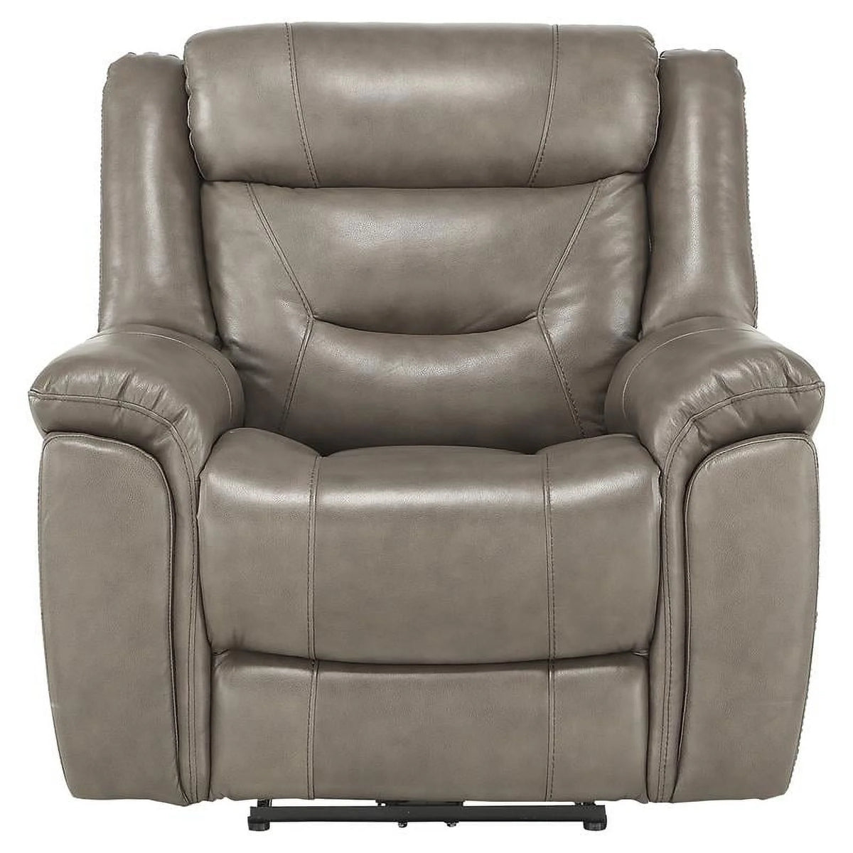 Brown Gray Italian Top Grain Leather Power Reclining Chair V337568
