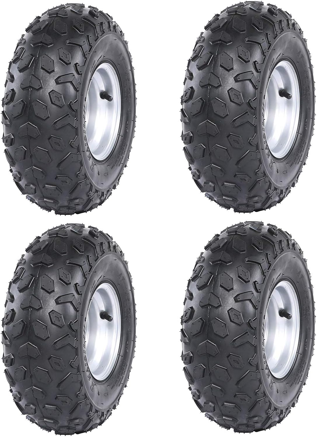 4PCS 145/70-6 Tubeless Wheel Tires with 6'' Rims for ATV Go Kart UTV Quad Bike W43431