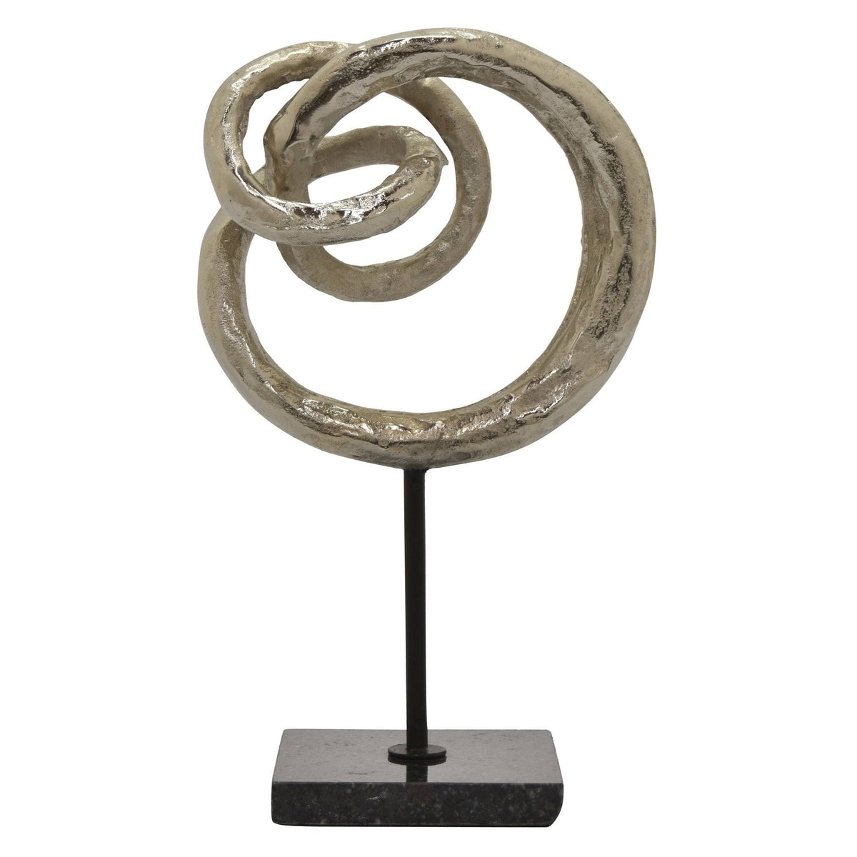 Abstract Decor with Marble Base in Silver Metal W70462