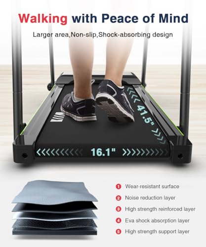 Foldable Walking Treadmill with Long Handrail, LCD Display, 300 lbs Capacity J538810