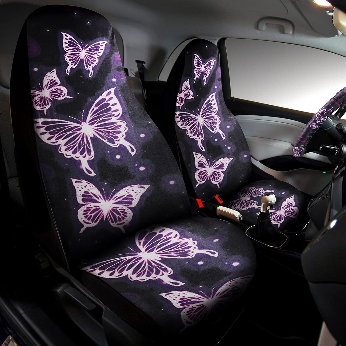 15 Pieces Purple Butterfly Car Seat Covers Full Set Y3254