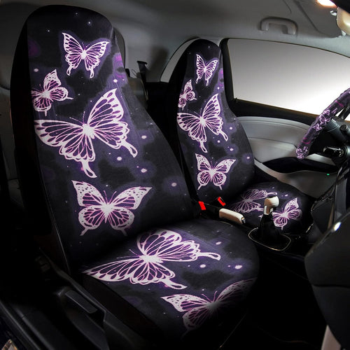 15 Pieces Purple Butterfly Car Seat Covers Full Set Y3254