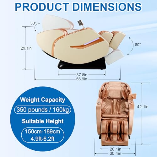 Zero Gravity SL-Track Shiatsu Full Body Massage Chair with Body Scan, Waist Heating, Bluetooth, Foot Rollers, 32 Airbags & Extended Footrest T182628
