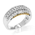14K White Gold Three Row Diamond Wedding Band H194