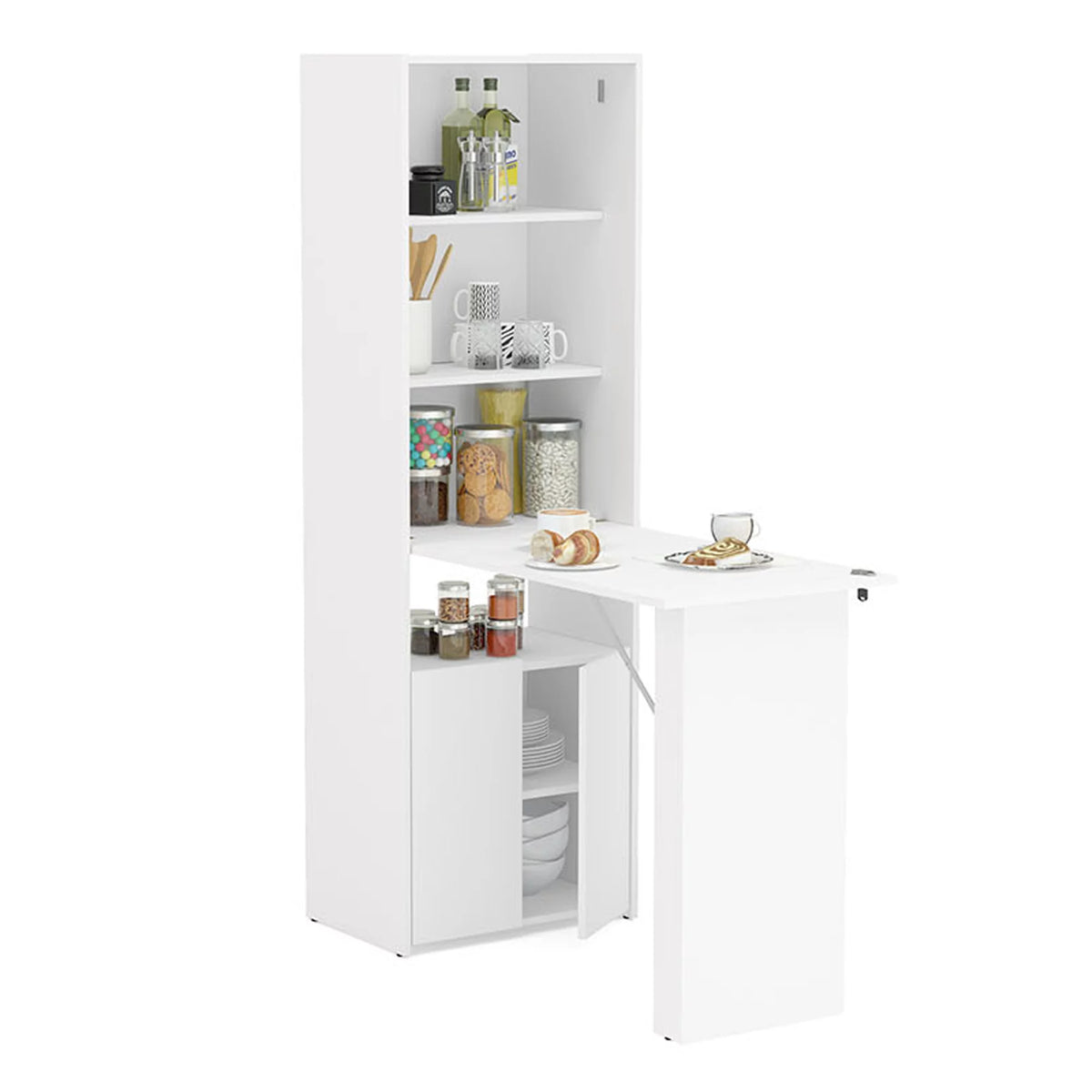 Modern Cabinet with Desk and Shelves, White F28400