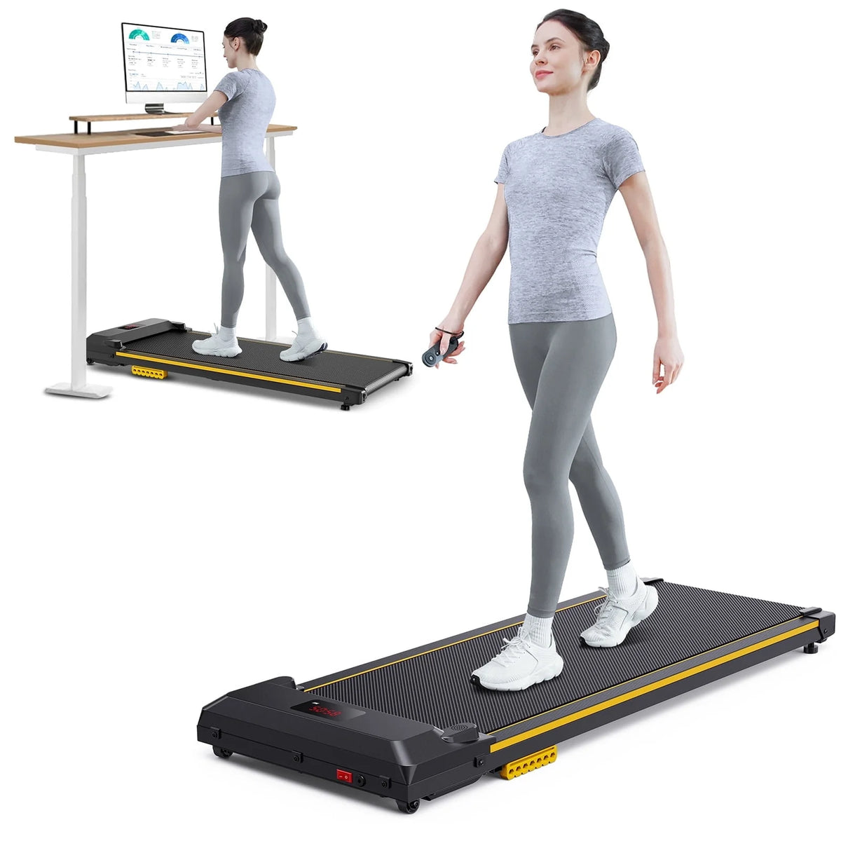 2 in 1 Under Desk Treadmill with Remote Control Q786