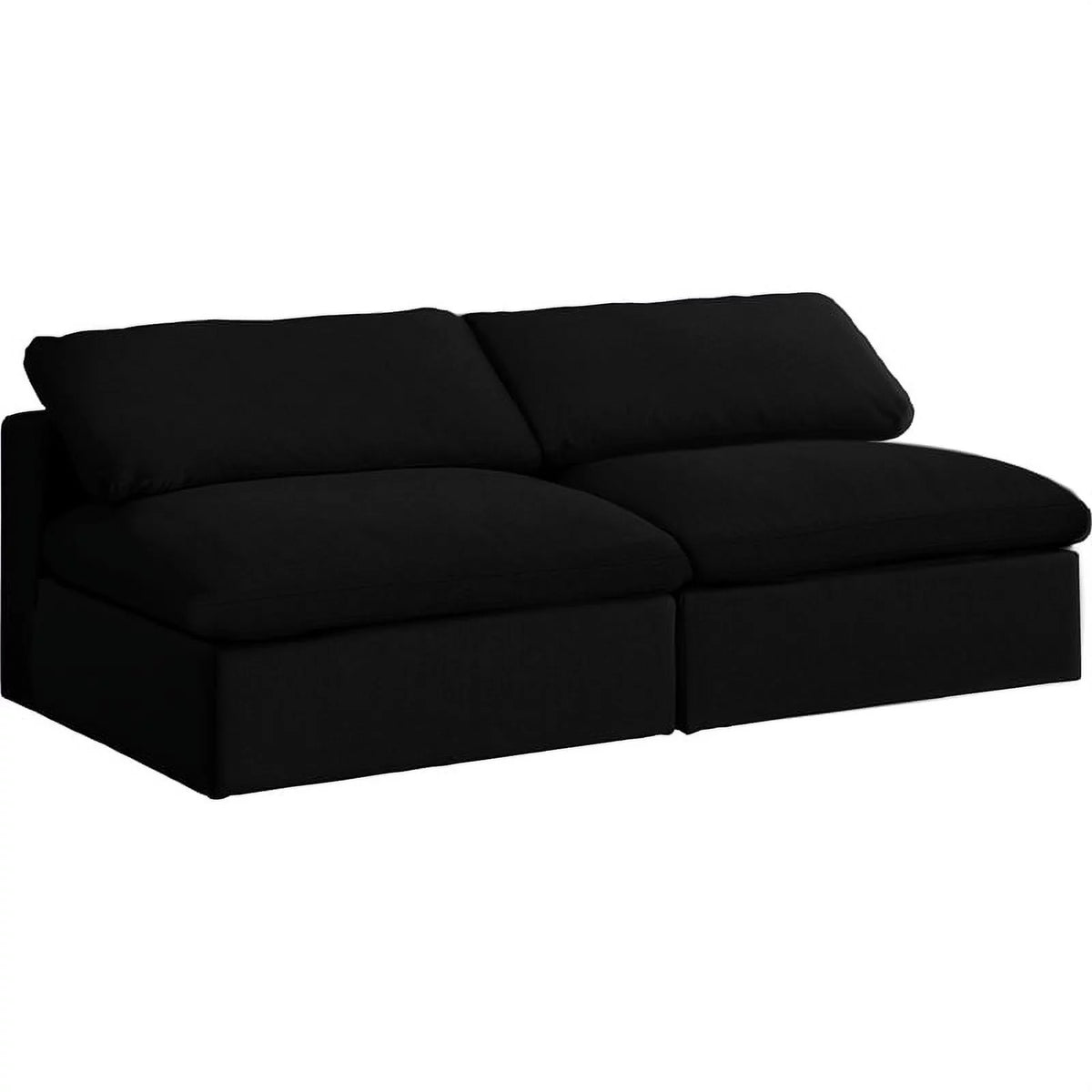 Black Linen Fabric Modular 2 Piece Armless Loveseat K345