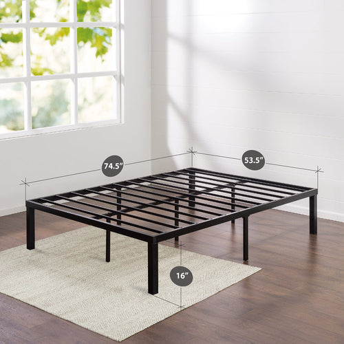16" Metal Platform Bed Frame with Steel Slats, Full W31605