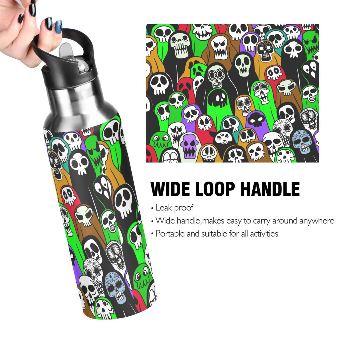 Stainless Steel Insulated Vacuum Flask Water Bottle with Straw Lid Z313