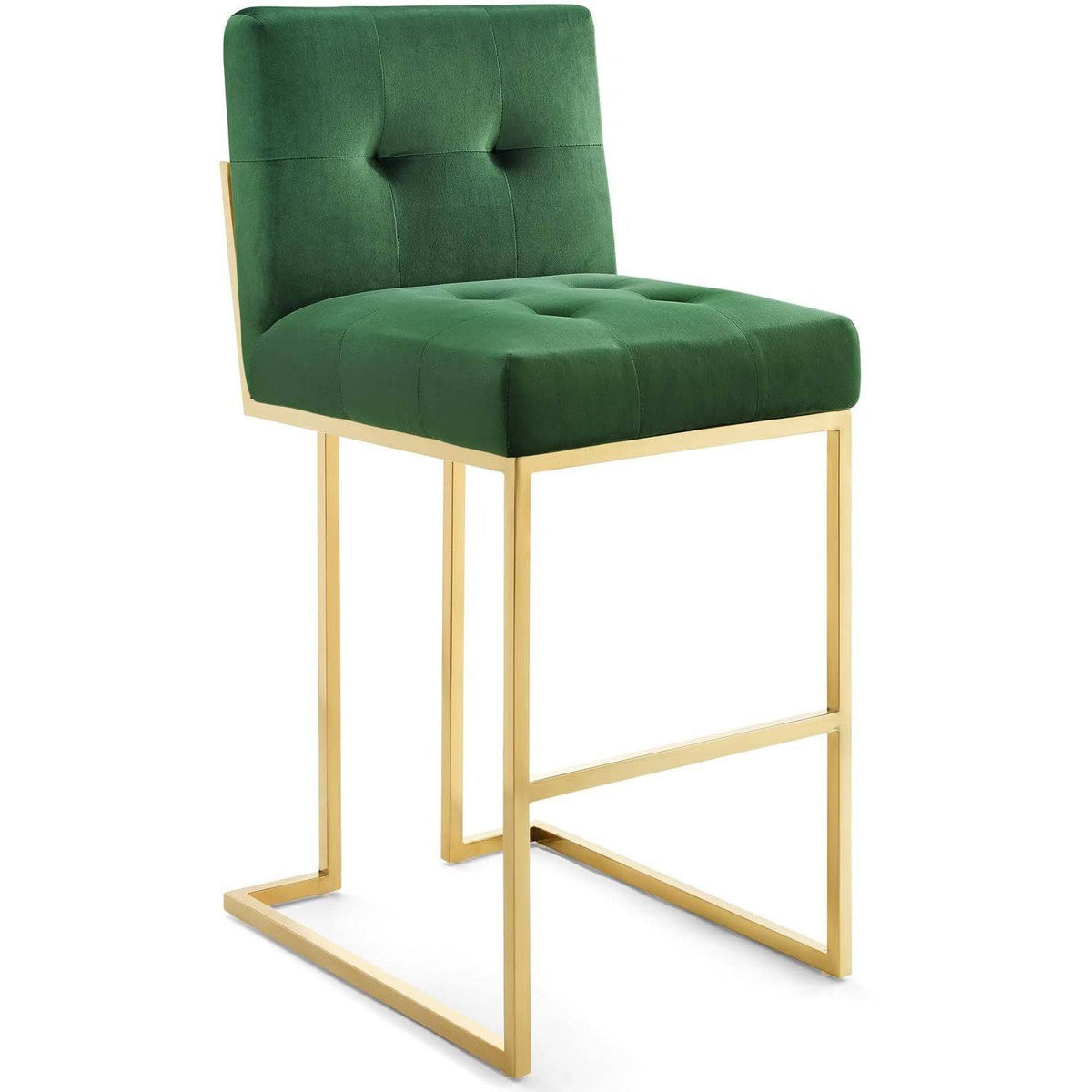 Gold Stainless Steel Performance Velvet Bar Stool Set of 2 C11631