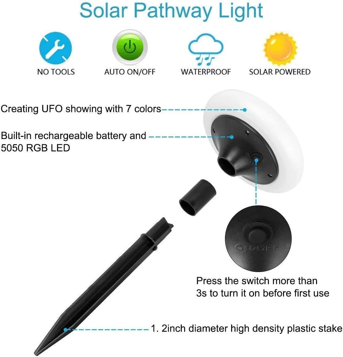 7 Color Solar Pathway Lights (4Pack) K292