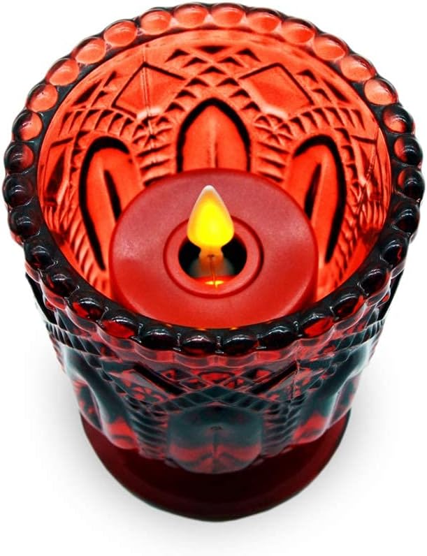 Red Pack of 4 Rechargeable LED Tealight Candles with Remote Control T150