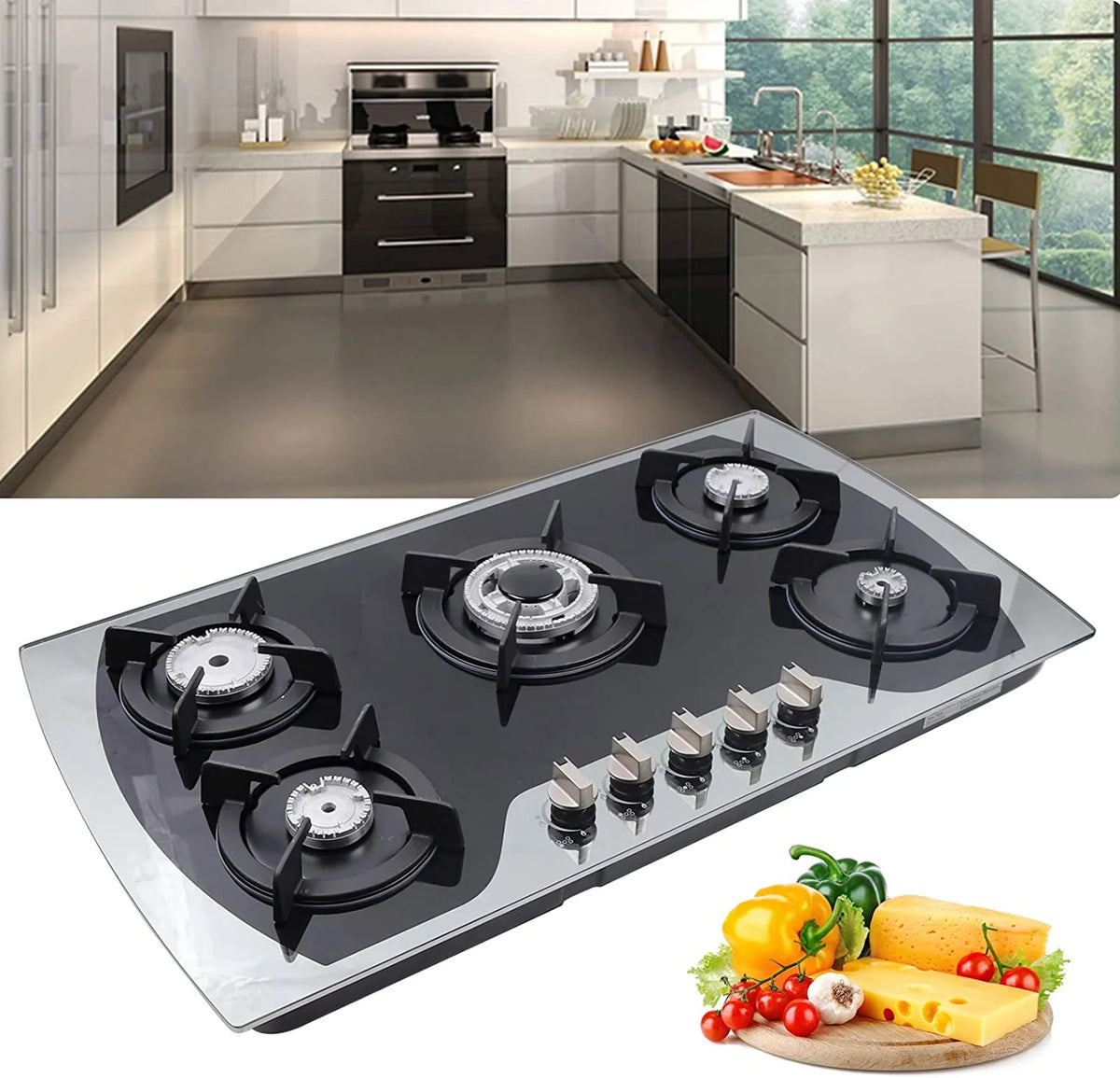 5 Burners Tempered Glass Gas Cooktop W31989