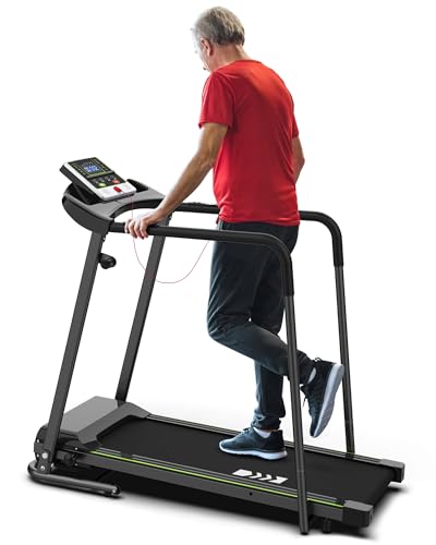 Foldable Walking Treadmill with Long Handrail, LCD Display, 300 lbs Capacity J538810