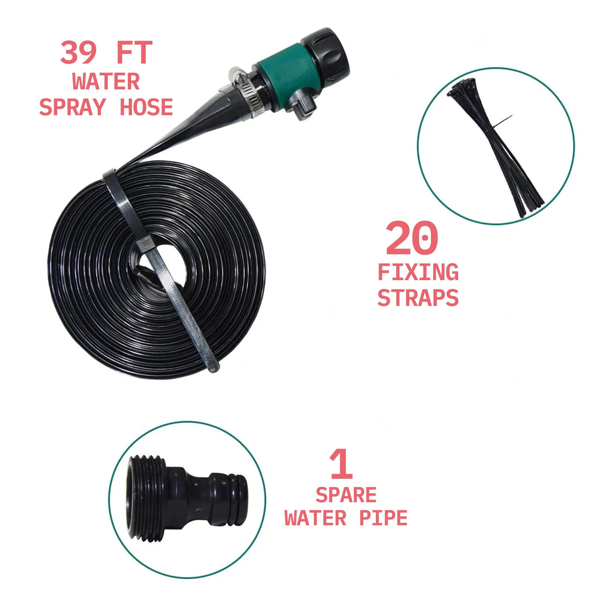 39 ft Black Outdoor Trampoline Water Sprinklers M323313