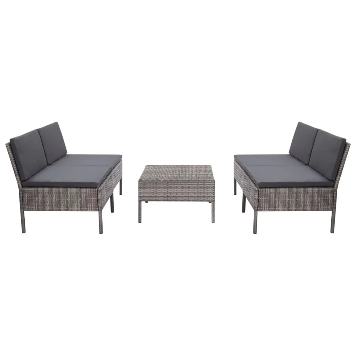 5 Piece Gray Poly Rattan Patio Sofa Set with Coffee Table U77623