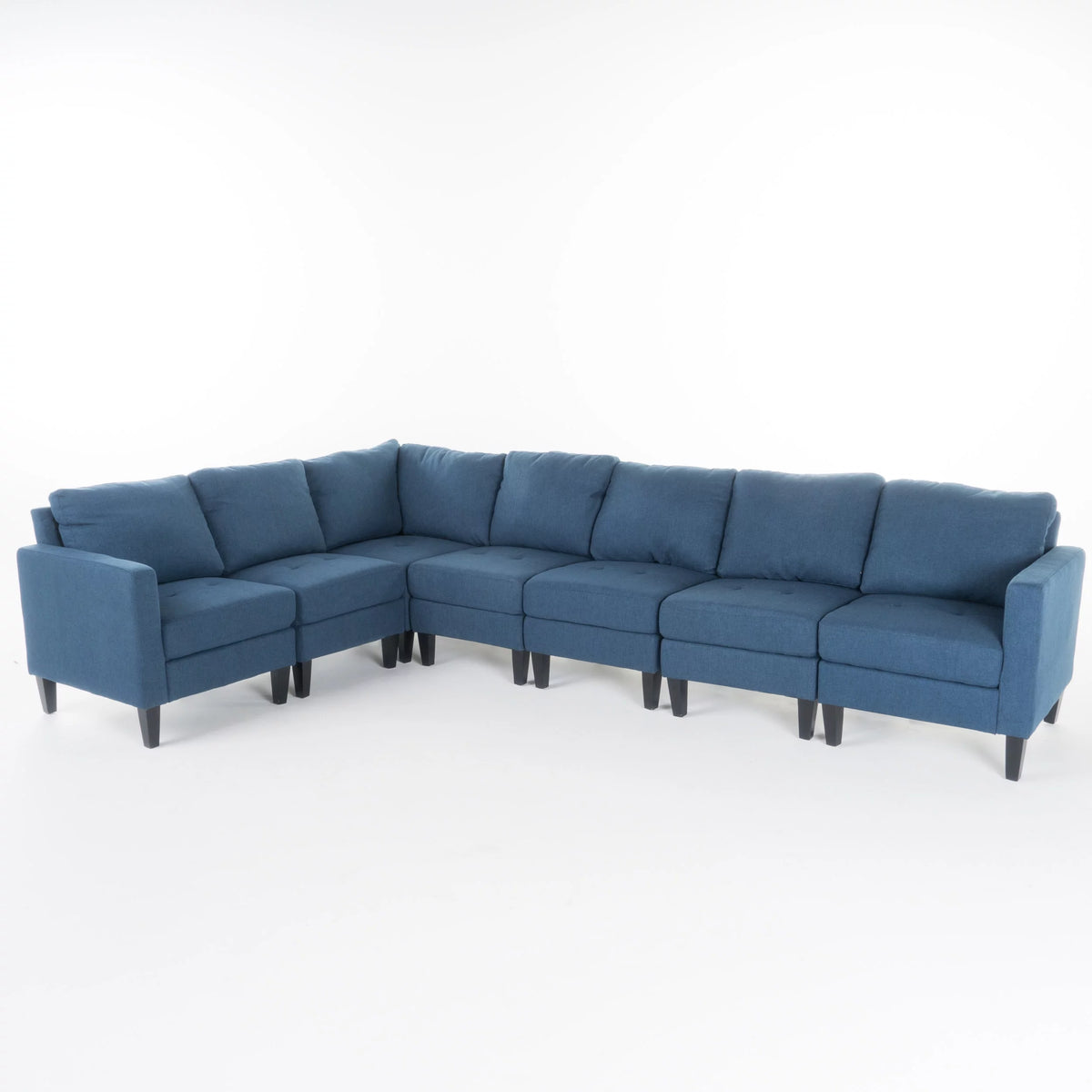 7 Piece Dark Blue Fabric Sectional Couch E495423